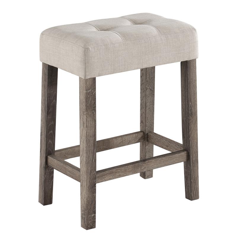 Lux Brown 3 Piece Counter Height 36″ Pub Table Set with Tufted Creamy White Linen Stools