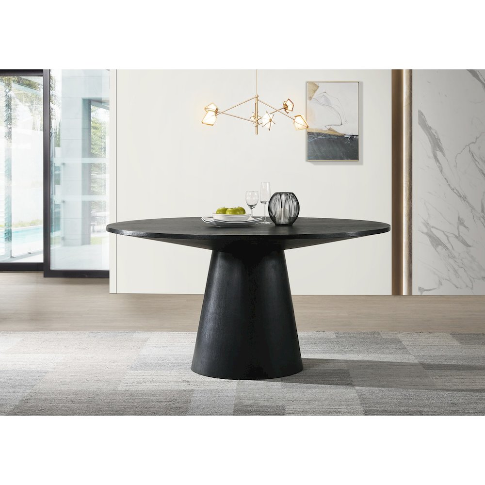 Jasper Ebony Black 59″ Wide Contemporary Round Dining Table