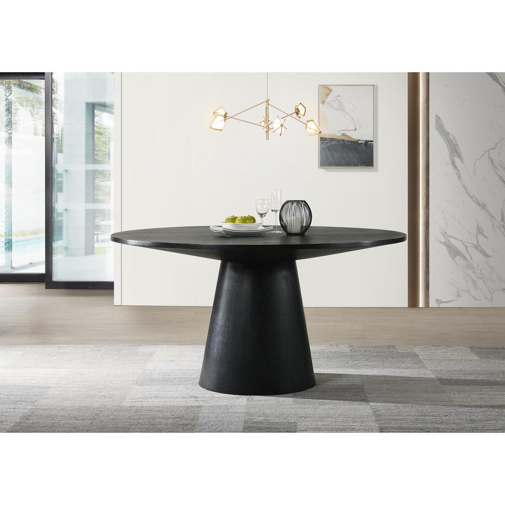 Jasper Ebony Black 47″ Wide Contemporary Round Dining Table