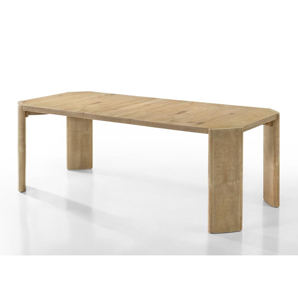 6 Piece Oak Finish 84″ Extendable Rectangular Dining Table Set with Dining Bench