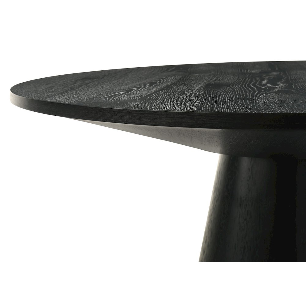 5Pc 47″ Round Ebony Black Pedestal Counter Height Set with Upholstered Chairs