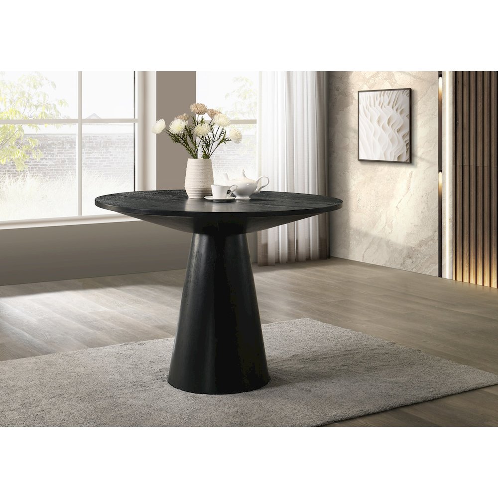 Jasper 47″ Round Ebony Black Counter Height Table with Pedestal Base