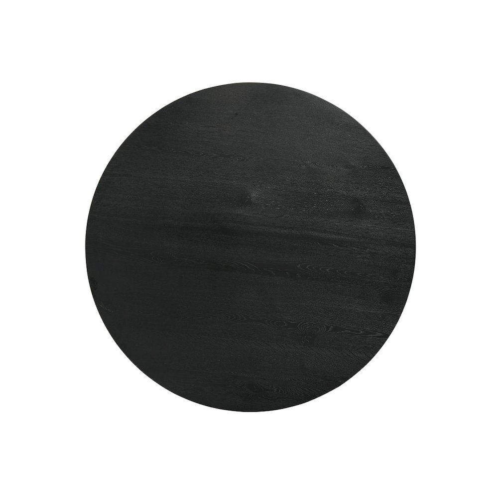 7Pc 59″ Round Ebony Black Pedestal Dining Set with Table Base Barrel Chairs