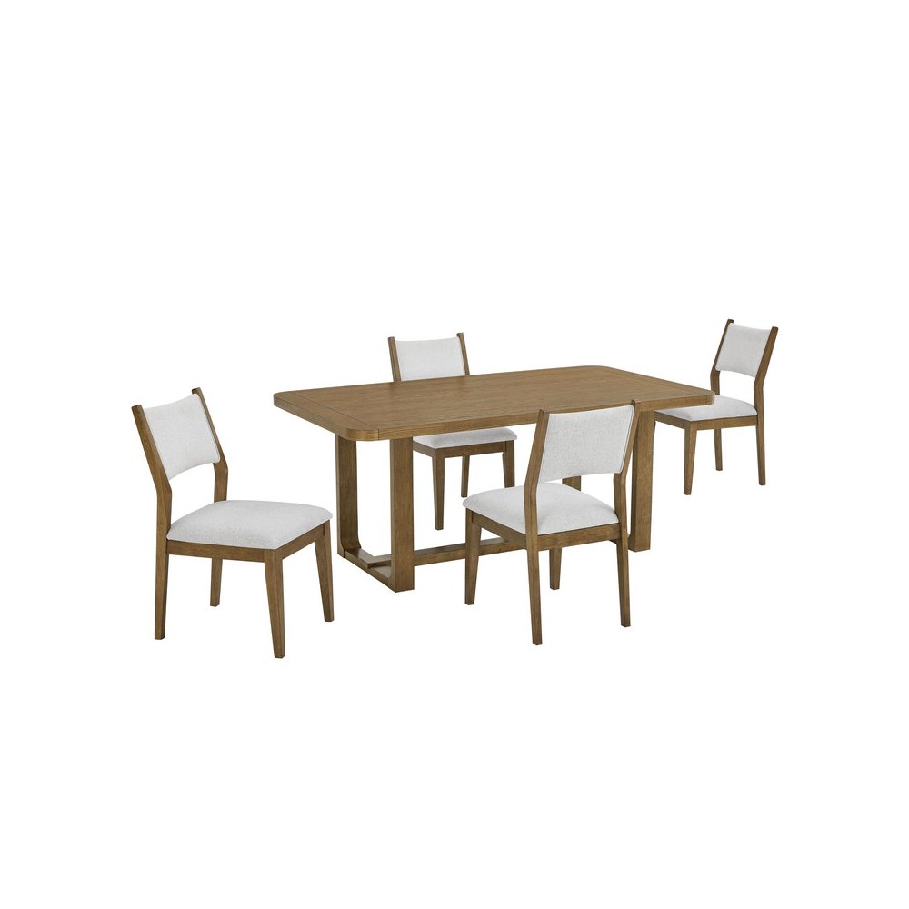 Darla 5Pc 72″ Rectangular Walnut Oak Finish Sled Dining Set