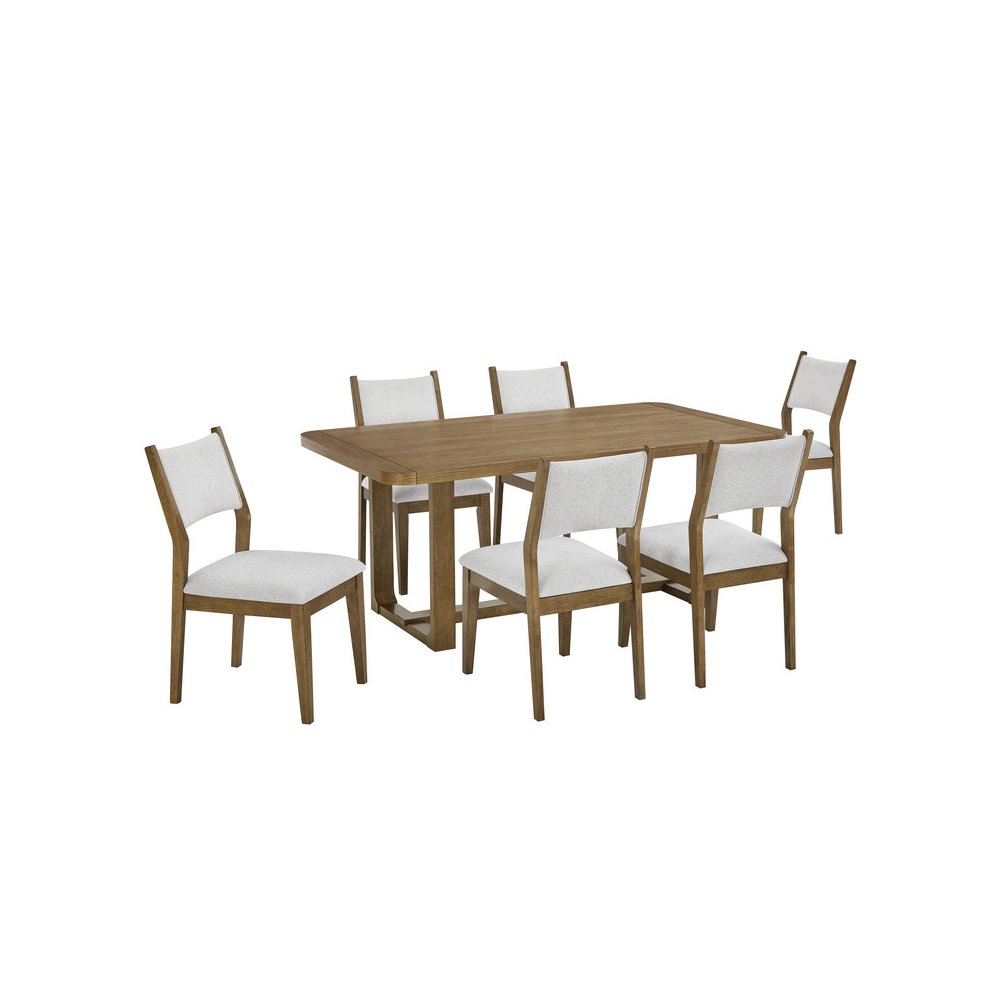 Darla 7Pc 72″ Rectangular Walnut Oak Finish Sled Dining Set