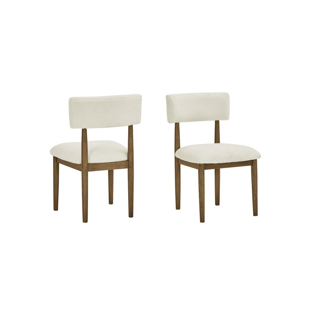 5Pc 72″ Rectangular Walnut Oak Finish Sled Dining Set with Sherpa Fabric Chairs