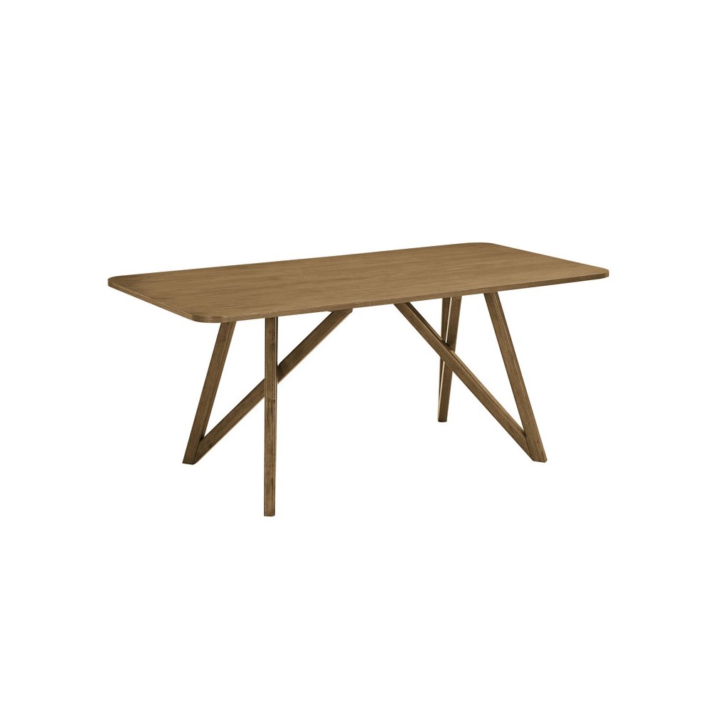 Darla 7Pc 70″ Rectangular Walnut Oak Geometric Cross Base Dining Set