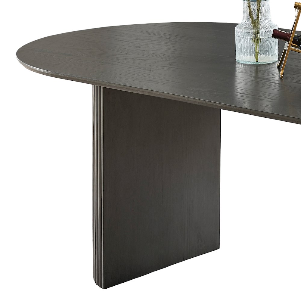 7-Piece Dining Set with 80″ Gray Oval Table & 6 Gray Barrel Chairs