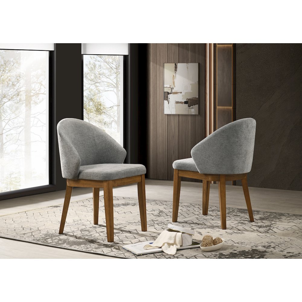 Light Grey Fabric with Walnut Legs