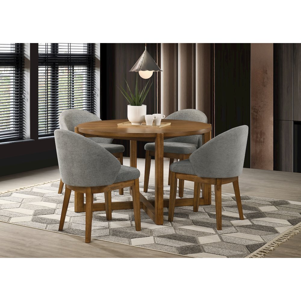 Andrew 5-Piece Round Dining Set with 47-inch Walnut Finish Table and 4 Chairs