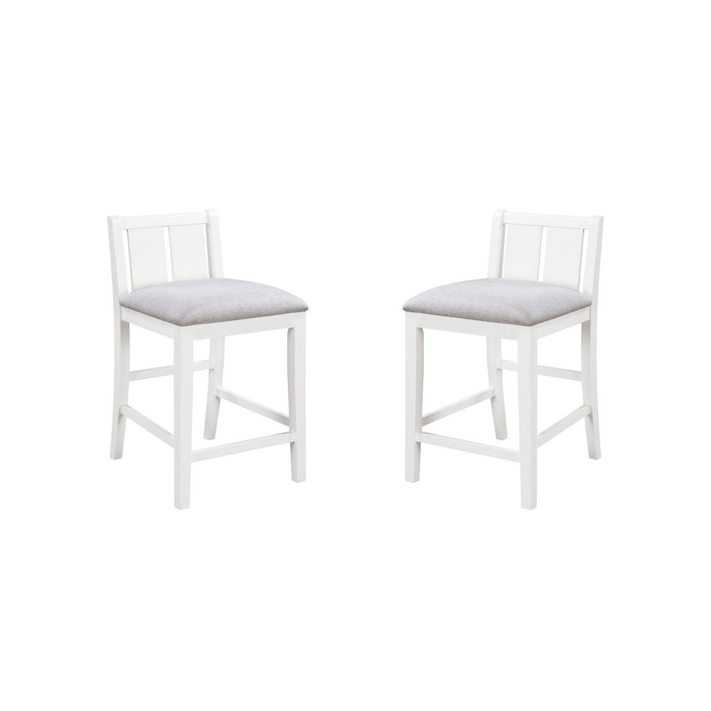 Graham Set of 2 White Finish Upholstered Seat Counter Height Chair