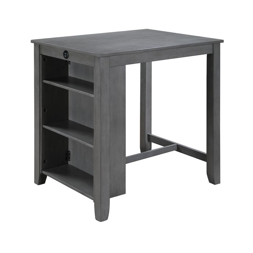 Small Space Counter Height Dining Table with USB Charging Ports and Shelves