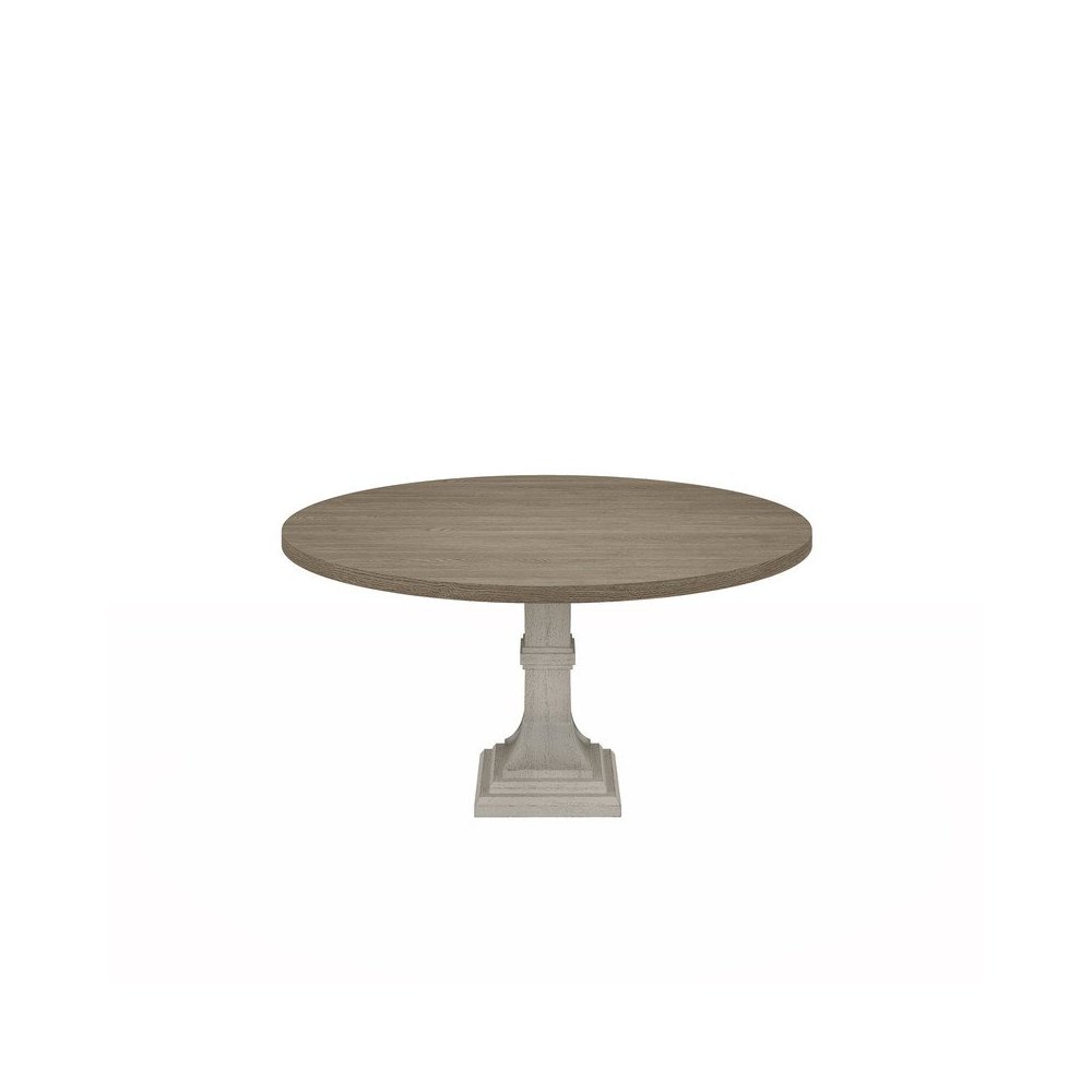 Tannen 59″W Round White and Gray 5-Pc Dining Table Set