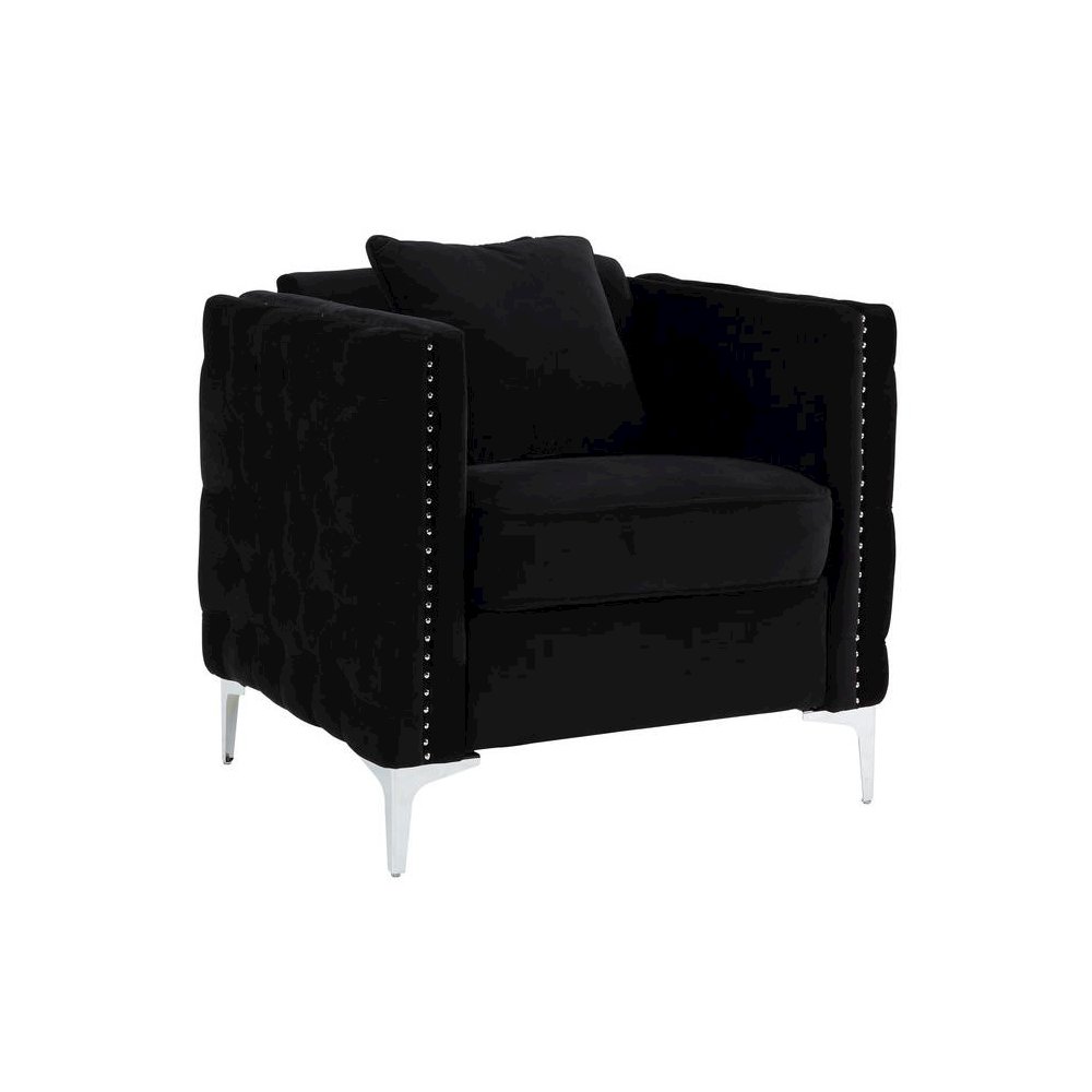 Bayberry Black Velvet Chair with 1 Pillow