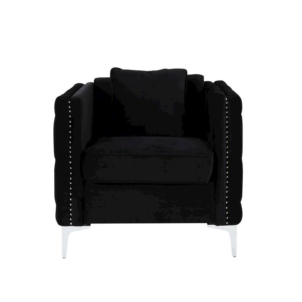 Bayberry Black Velvet Chair with 1 Pillow