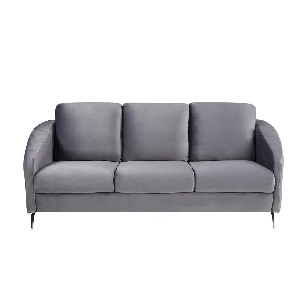 Sofia Gray Velvet Fabric Sofa Loveseat Living Room Set