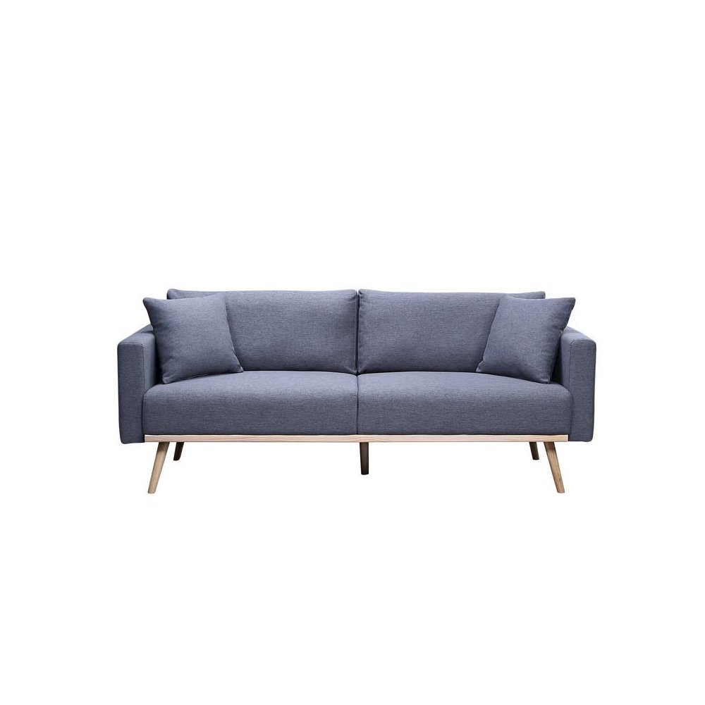 Easton Dark Gray Linen Fabric Sofa with USB Charging Ports Pockets & Pillows