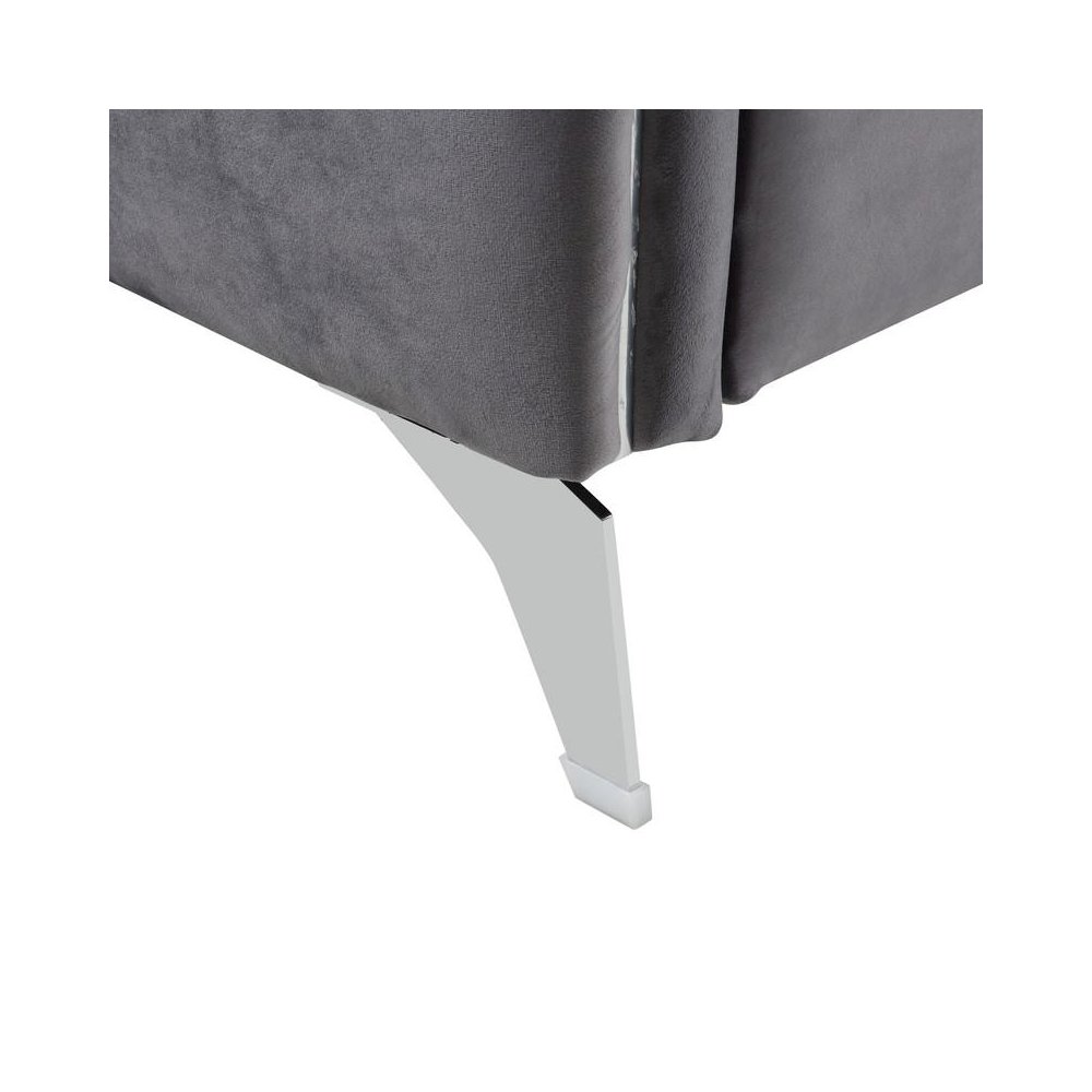Hathaway Gray Velvet Modern Chic Accent Armchair