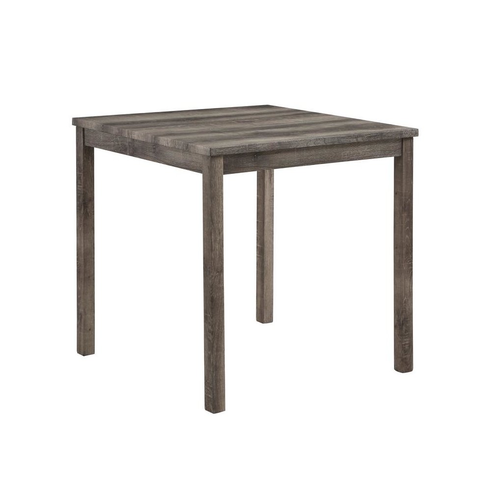 Lucian Brown 5 Piece Counter Height 36″ Pub Table Set with Tufted Creamy White Linen Stools