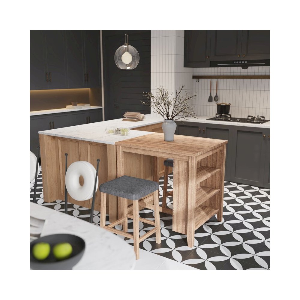 Dawson 36″W Oak Finish 3-PC Counter Height Table Set