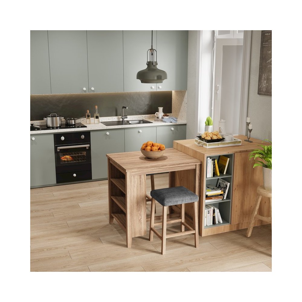 Dawson 36″W Oak Finish 3-PC Counter Height Table Set