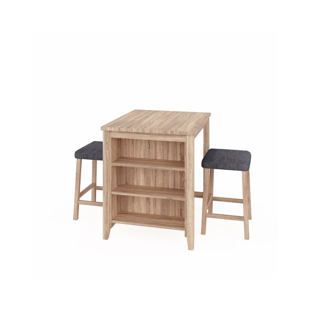 Dawson 36″W Oak Finish 3-PC Counter Height Table Set
