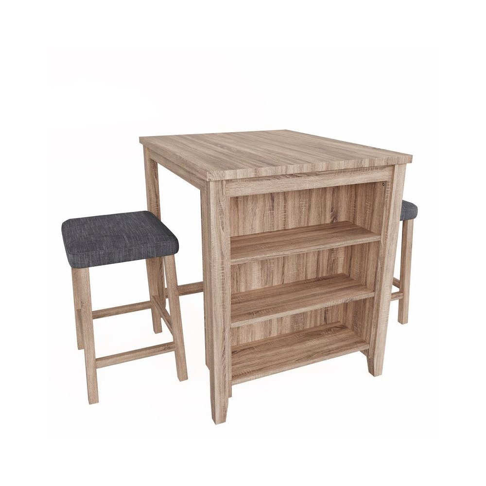 Dawson 36″W Oak Finish 3-PC Counter Height Table Set
