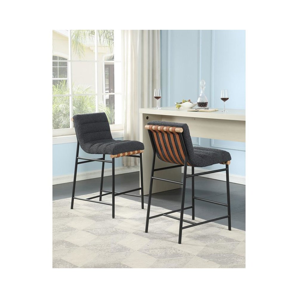 Lahni Dark Gray Boucle Fabric Counter Height Chair