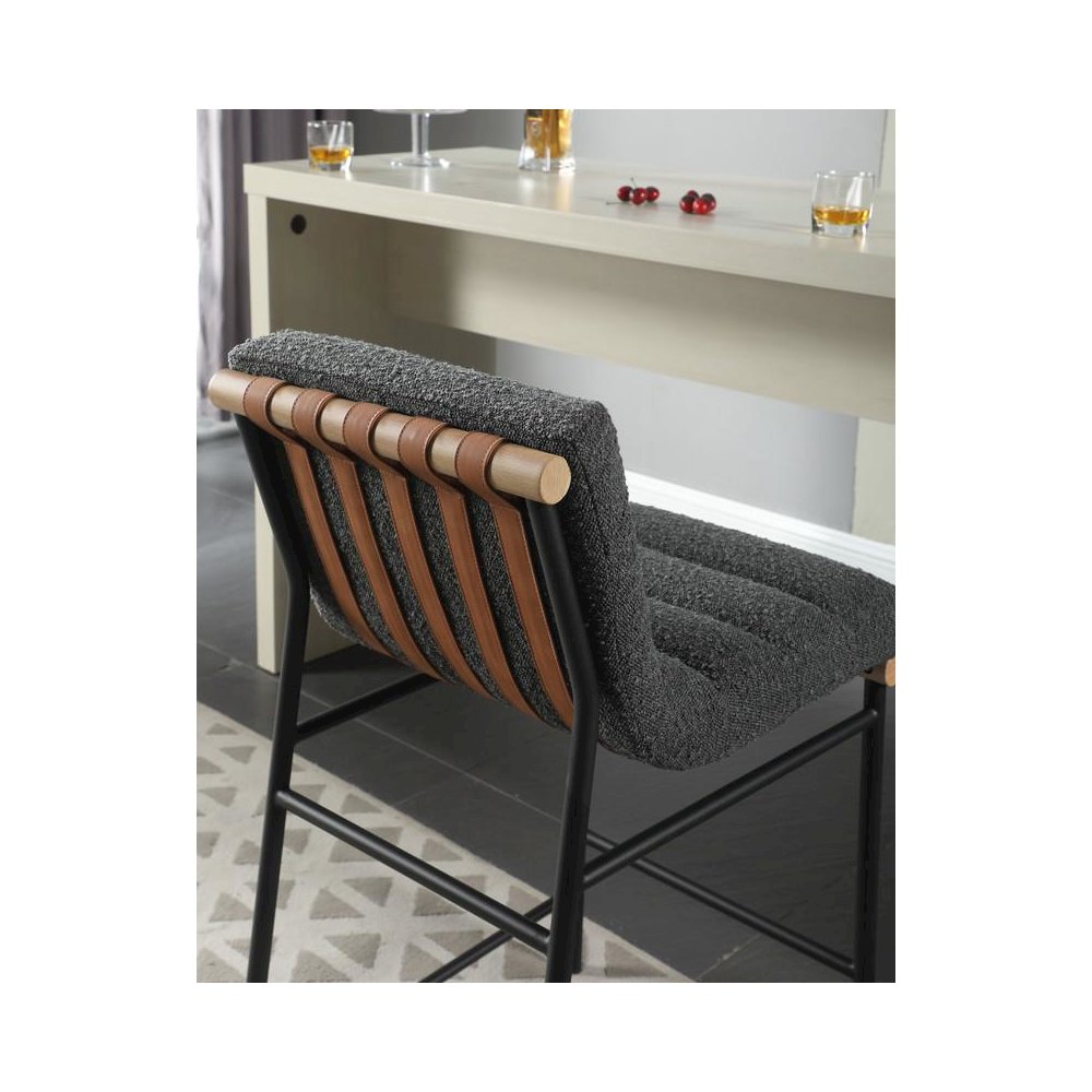 Lahni Dark Gray Boucle Fabric Counter Height Chair
