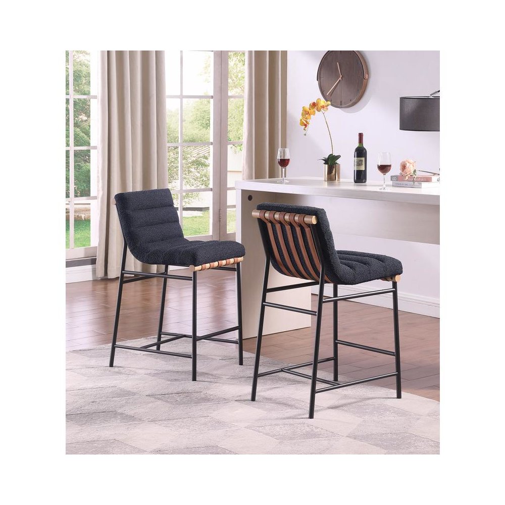 Lahni 17.75″W Black Boucle Fabric Counter Height Chair