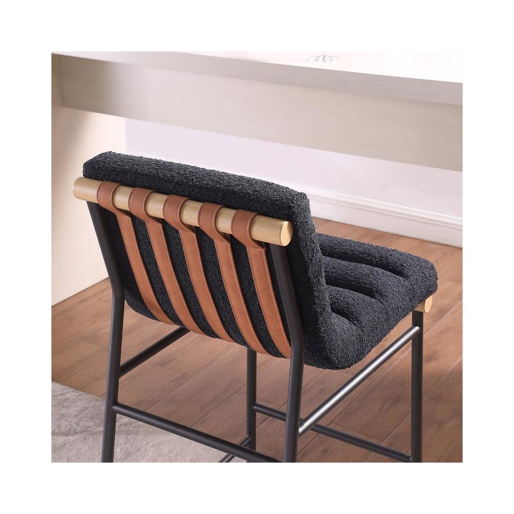 Lahni 17.75″W Black Boucle Fabric Counter Height Chair