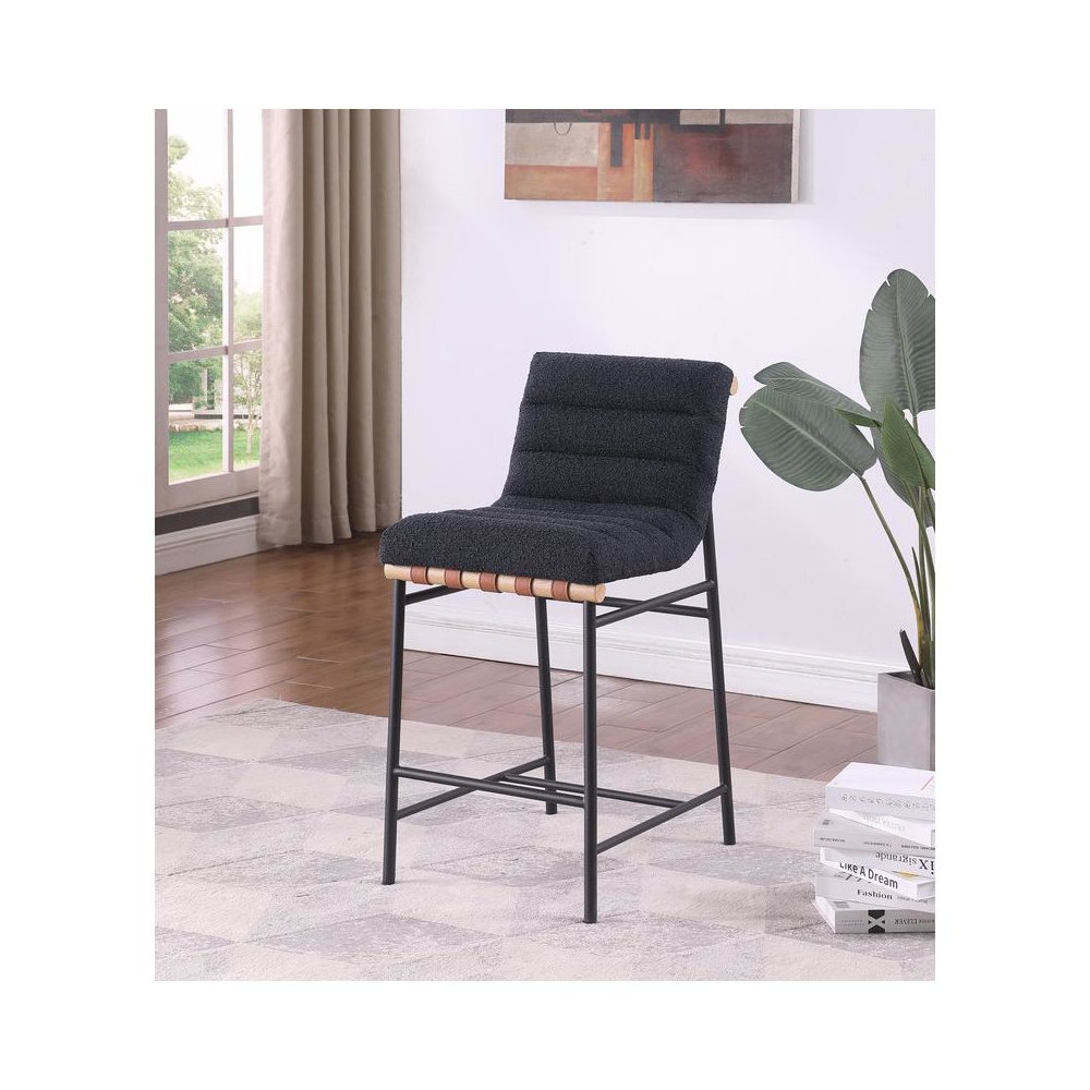 Lahni 17.75″W Black Boucle Fabric Counter Height Chair