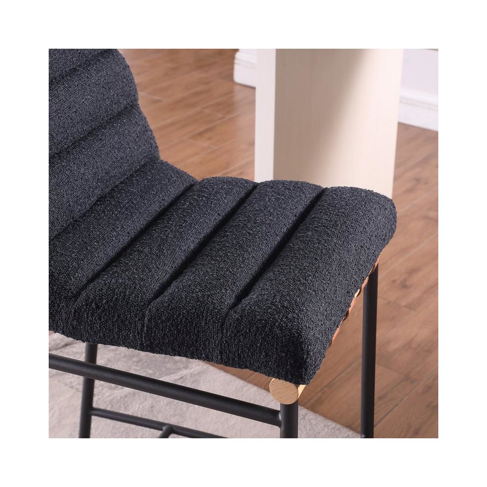 Lahni 17.75″W Black Boucle Fabric Counter Height Chair