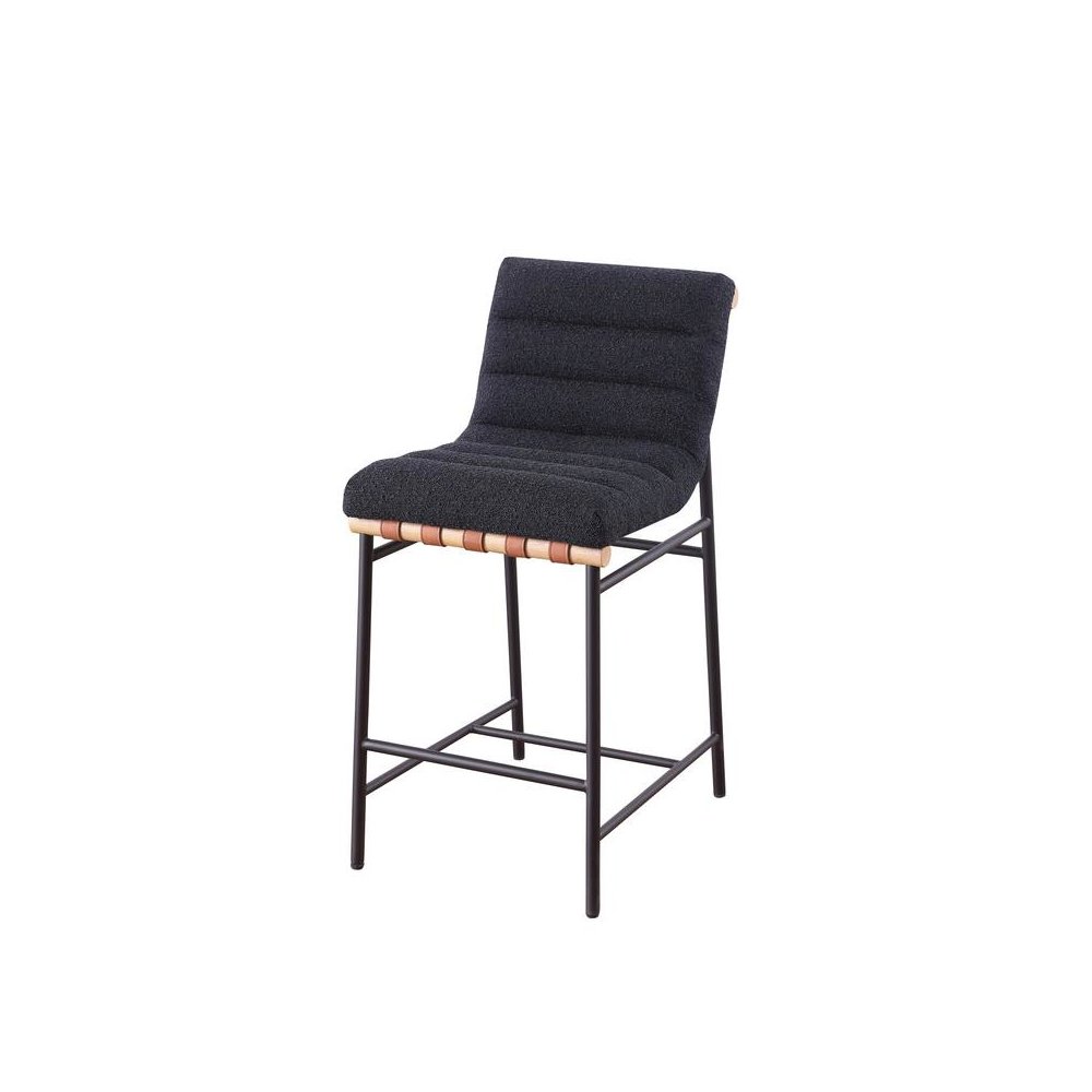 Lahni 17.75″W Black Boucle Fabric Counter Height Chair