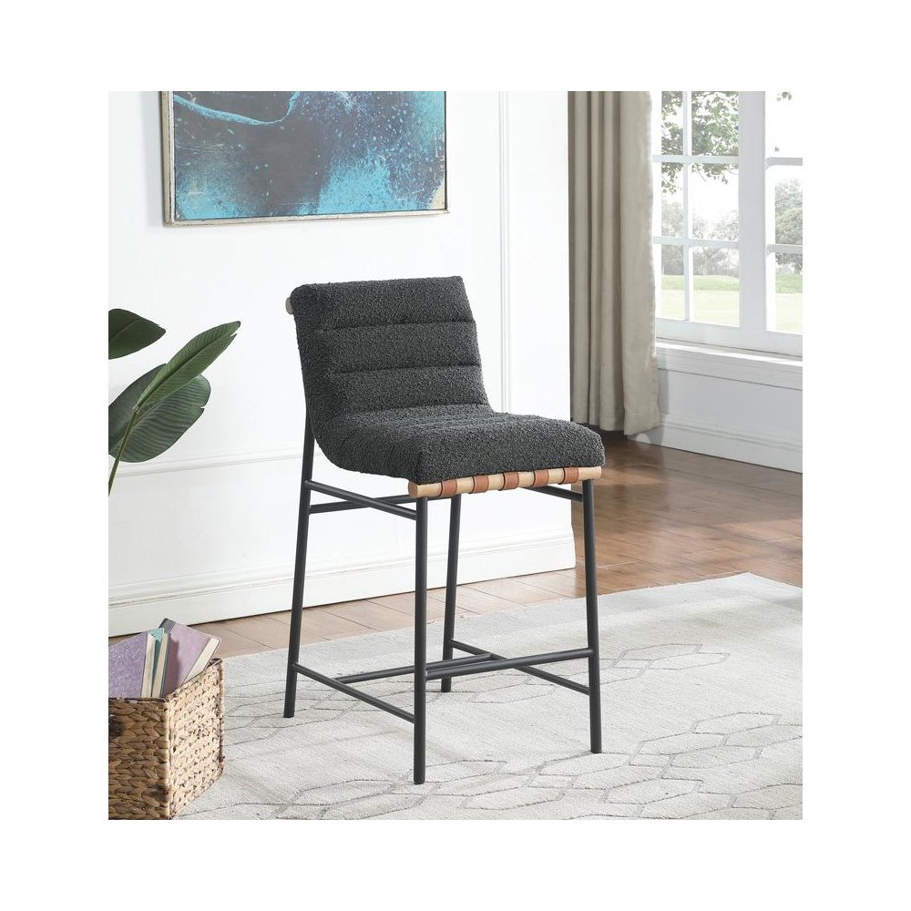 Lahni Dark Gray Boucle Fabric Counter Height Chair