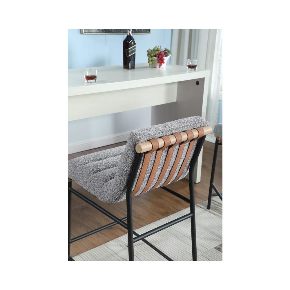 Lahni Gray Boucle Fabric Counter Height Chair