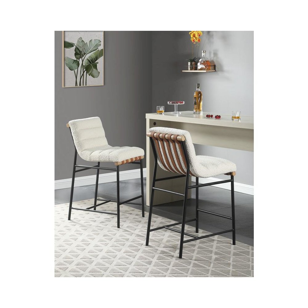 Lahni White Boucle Fabric Counter Height Chair