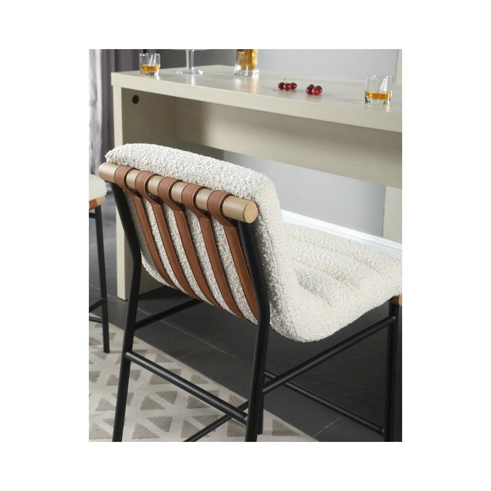 Lahni White Boucle Fabric Counter Height Chair