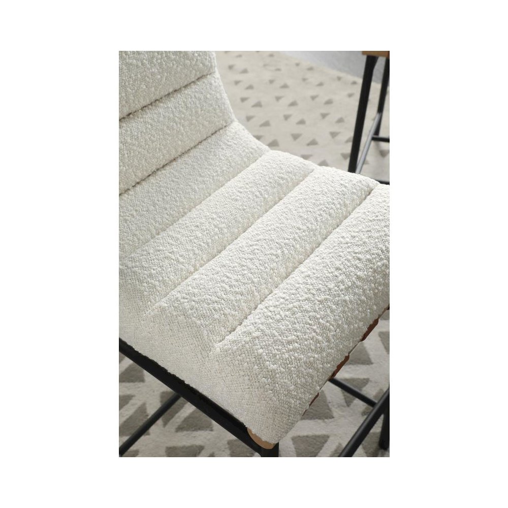 Lahni White Boucle Fabric Counter Height Chair
