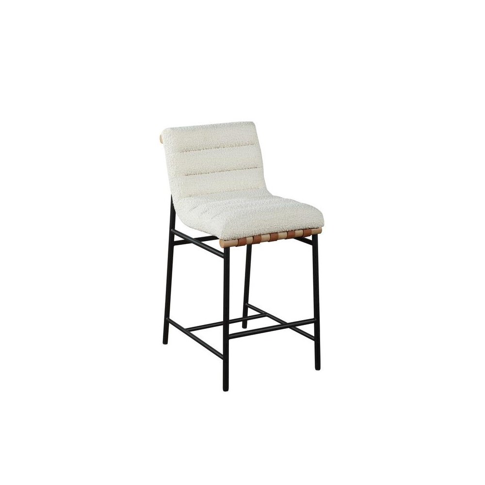 Lahni White Boucle Fabric Counter Height Chair