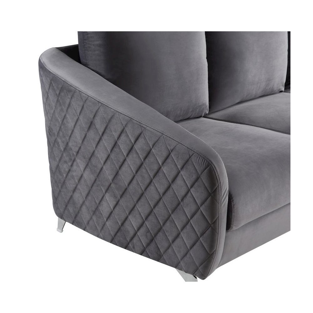 Sofia Gray Velvet Modern Chic Loveseat Couch