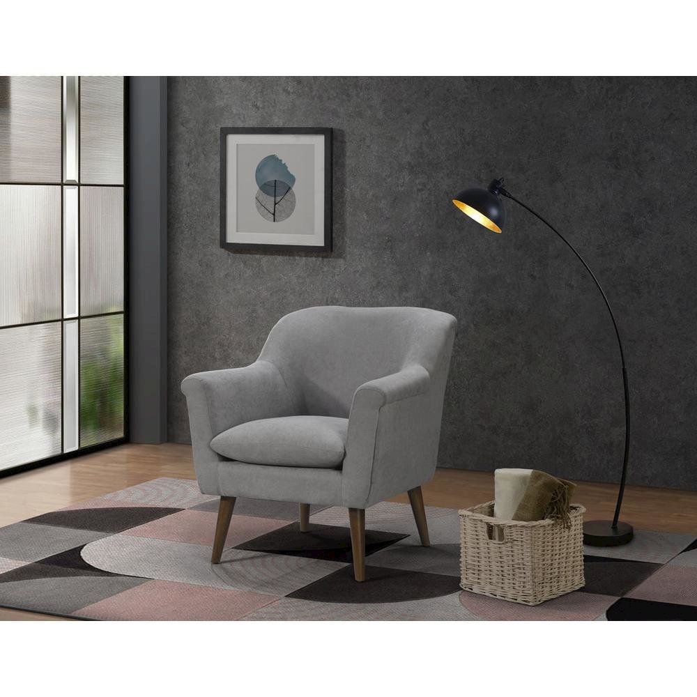 Shelby Steel Gray Woven Fabric Armchair