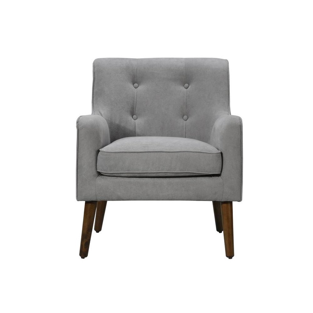 Ryder Mid Century Modern Steel Gray Woven Fabric Tufted Armchair