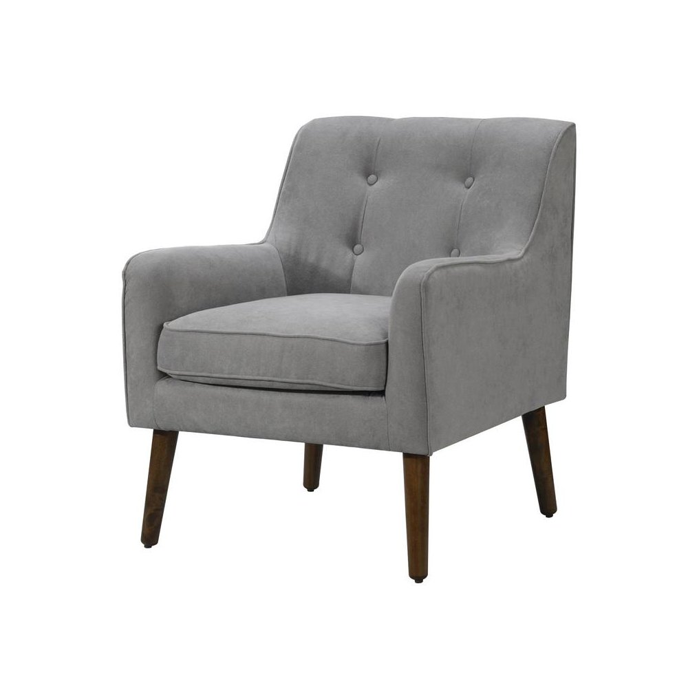 Ryder Mid Century Modern Steel Gray Woven Fabric Tufted Armchair