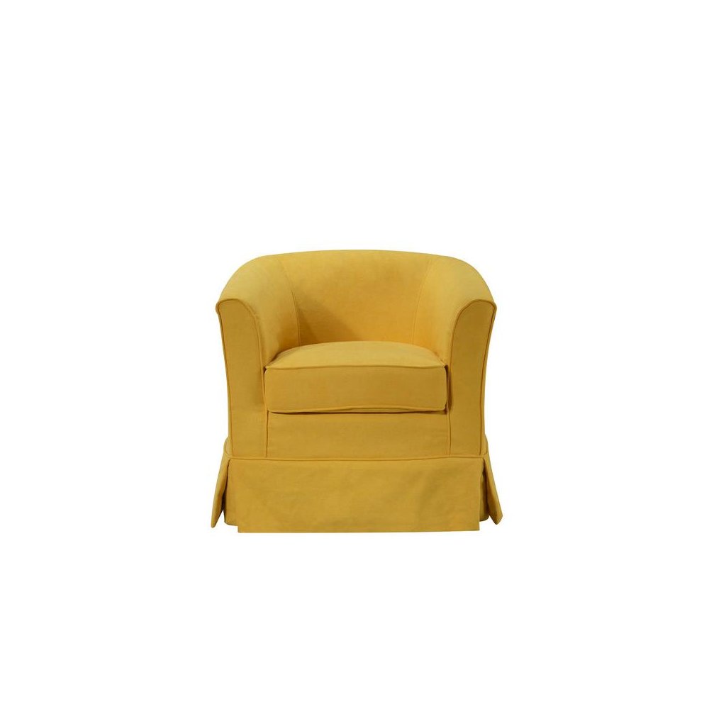Tucker Yellow Woven Fabric Swivel Barrel Chair