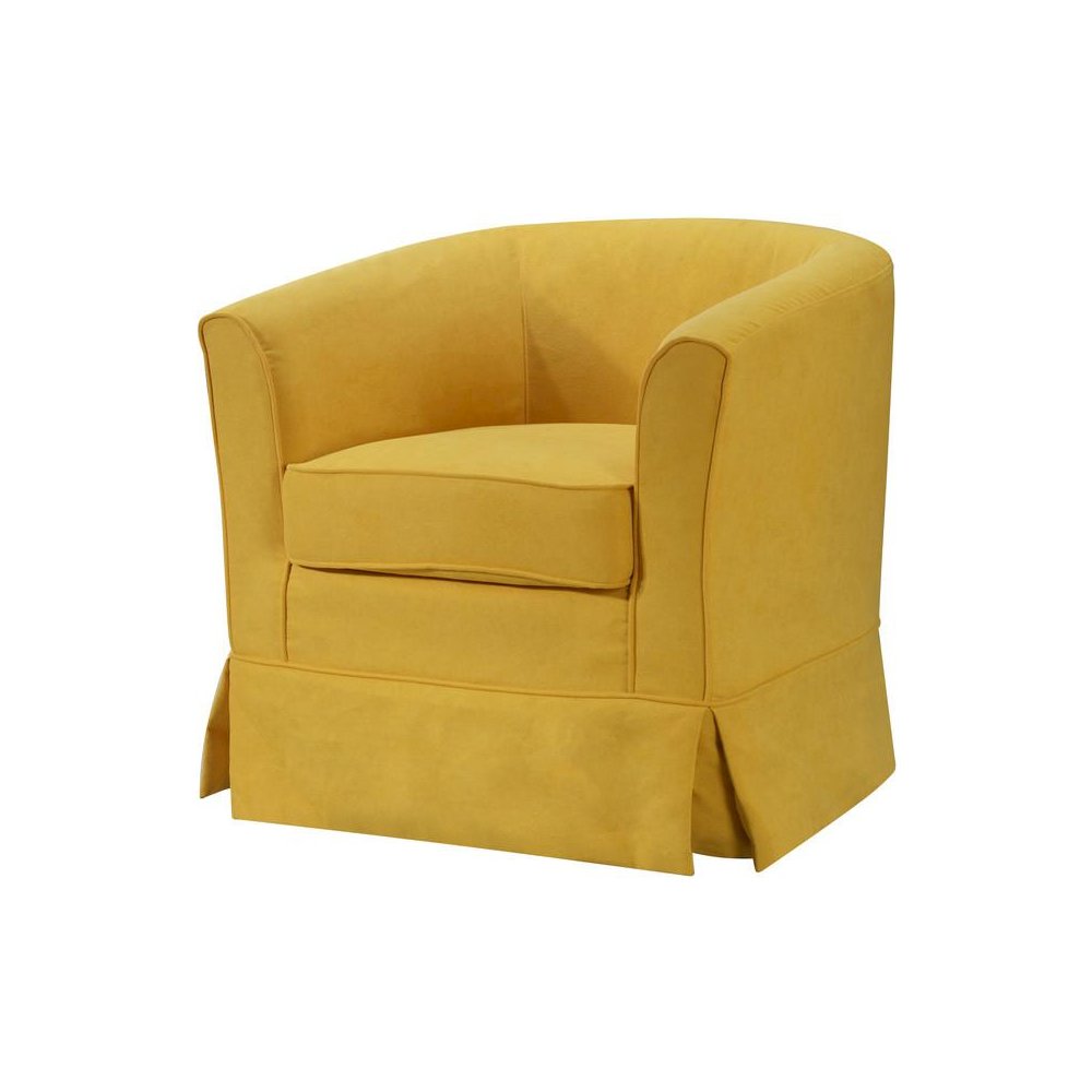 Tucker Yellow Woven Fabric Swivel Barrel Chair