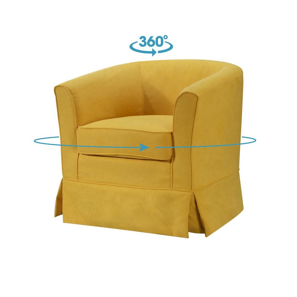Tucker Yellow Woven Fabric Swivel Barrel Chair