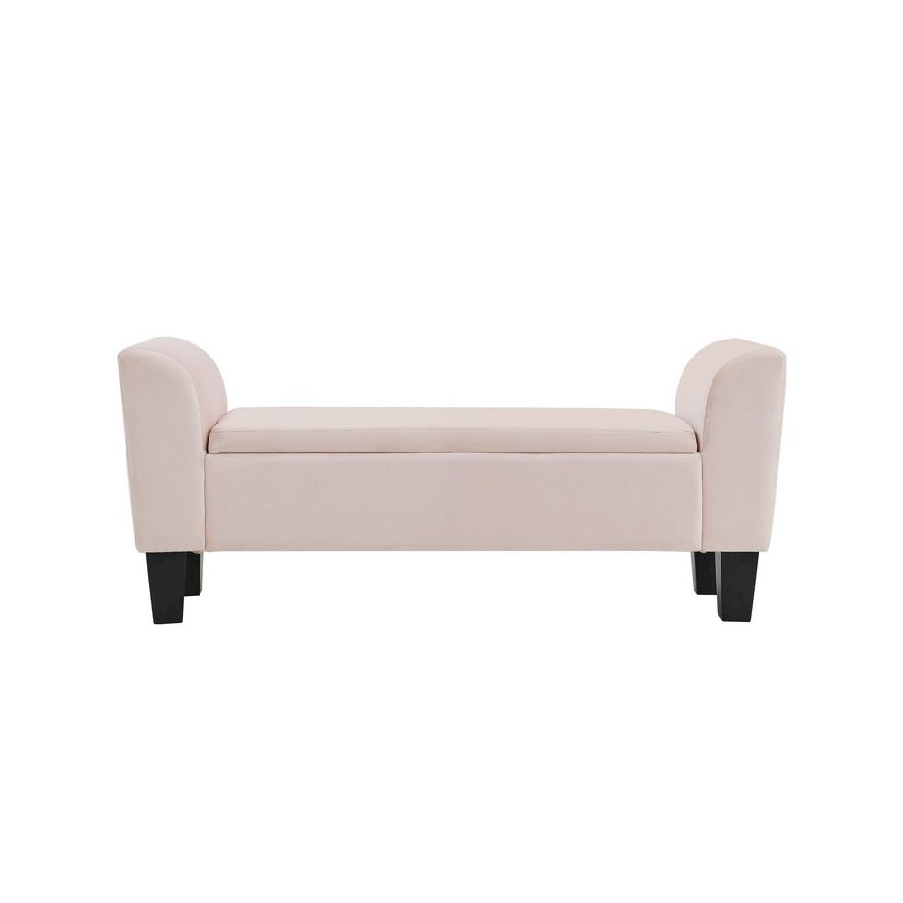 Mila Pink Velvet Ottoman Bench with Storage