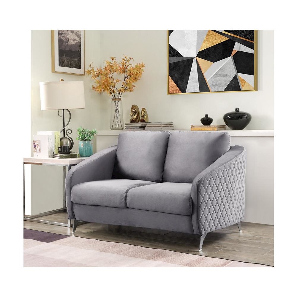 Sofia Gray Velvet Modern Chic Loveseat Couch