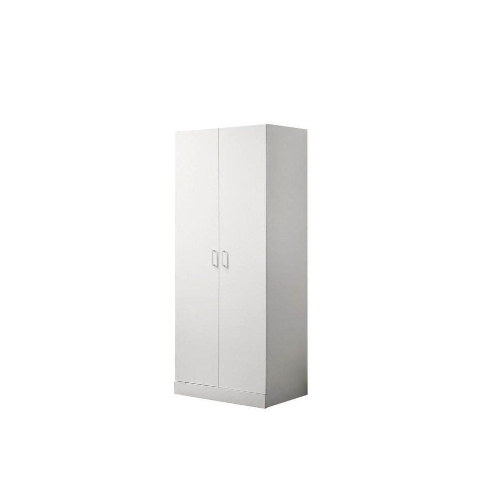 Michael White Double Door Wardrobe Cabinet Armoire with Shelf and Hanging Rod